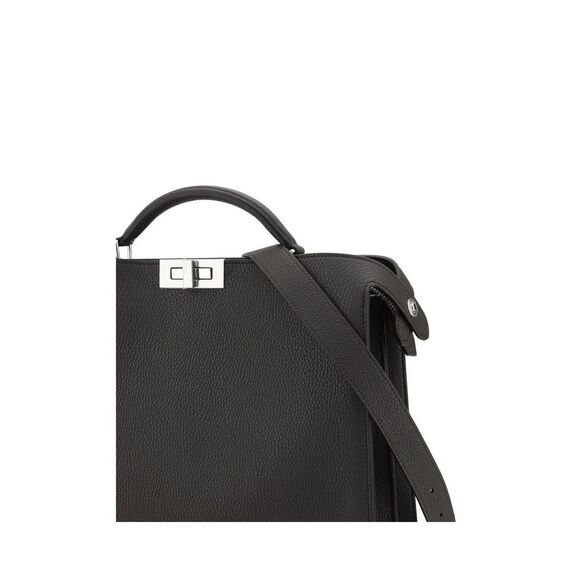 Fendi Leather Peekaboo Handbag with Adjustable Strap Women Black - Picture 4 of 4